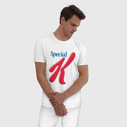 Пижама хлопковая мужская Special k merch Essential, цвет: белый — фото 2