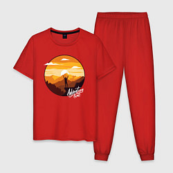 Пижама хлопковая мужская Покоритель гор, цвет: красный