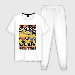Пижама хлопковая мужская Simpsons fighters, цвет: белый