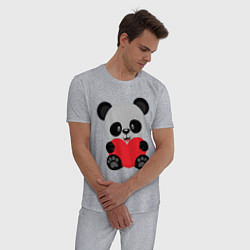 Пижама хлопковая мужская Love Панда, цвет: меланж — фото 2