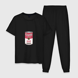 Пижама хлопковая мужская Энди Уорхол - Банка супа, цвет: черный
