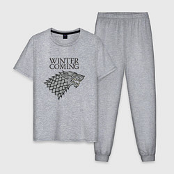 Пижама хлопковая мужская Logo Stark quotes цвета меланж — фото 1