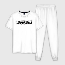 Пижама хлопковая мужская One Piece Большой куш логотип, цвет: белый