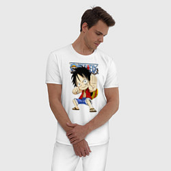 Пижама хлопковая мужская Манки Д Луффи One Piece, цвет: белый — фото 2