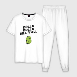 Пижама хлопковая мужская Dolla Bill Yall, цвет: белый