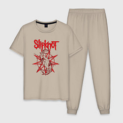 Пижама хлопковая мужская Slipknot Slip Goats Art, цвет: миндальный