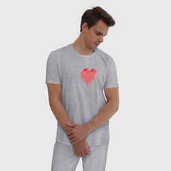 Пижама хлопковая мужская Сердце, цвет: меланж — фото 2