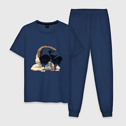 Пижама хлопковая мужская Клинок, рассекающий демонов, цвет: тёмно-синий