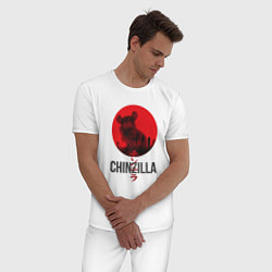 Пижама хлопковая мужская Chinzilla black, цвет: белый — фото 2