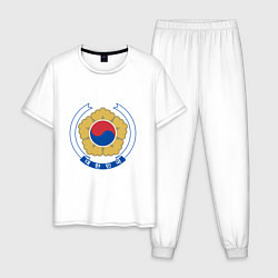 Пижама хлопковая мужская Корея Корейский герб, цвет: белый