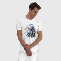 Пижама хлопковая мужская Орел и горы, цвет: белый — фото 2