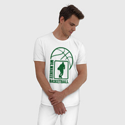 Пижама хлопковая мужская Milwaukee Basketball, цвет: белый — фото 2