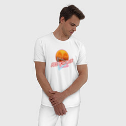 Пижама хлопковая мужская Retrowave style, цвет: белый — фото 2