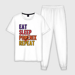 Пижама хлопковая мужская Eat, Sleep, Phoenix, цвет: белый
