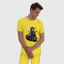 Пижама хлопковая мужская Готическая Ху Тао, цвет: желтый — фото 2