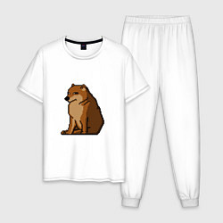 Пижама хлопковая мужская Собака Мем!, цвет: белый