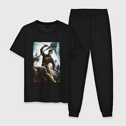 Пижама хлопковая мужская Doomguy VS Freeman, цвет: черный