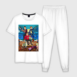 Пижама хлопковая мужская Ограбление по футурамски, цвет: белый