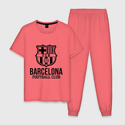Пижама хлопковая мужская Barcelona FC, цвет: коралловый