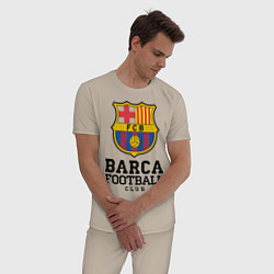 Пижама хлопковая мужская Barcelona Football Club, цвет: миндальный — фото 2