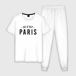 Пижама хлопковая мужская ICI C EST PARIS, цвет: белый