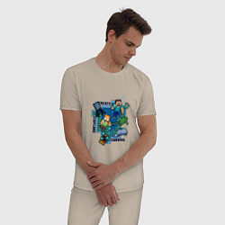 Пижама хлопковая мужская Майнкрафт Под водой, цвет: миндальный — фото 2