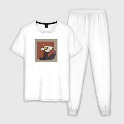 Пижама хлопковая мужская Совиный дом:кинг, цвет: белый