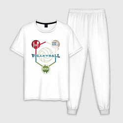 Пижама хлопковая мужская Volleyball Life, цвет: белый