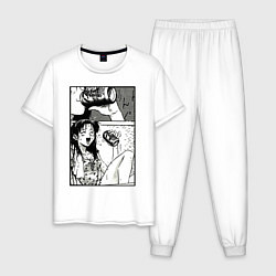 Пижама хлопковая мужская Девушка из манги, цвет: белый