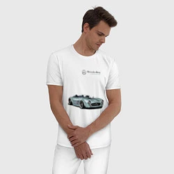 Пижама хлопковая мужская Mercedes Benz Gullwing Speedster Skylik, цвет: белый — фото 2