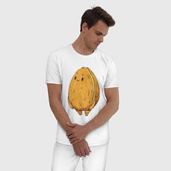 Пижама хлопковая мужская Грецкий орех, цвет: белый — фото 2