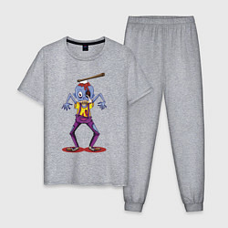 Пижама хлопковая мужская Отвязный зомби, цвет: меланж