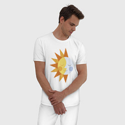 Пижама хлопковая мужская Sun and Moon, цвет: белый — фото 2