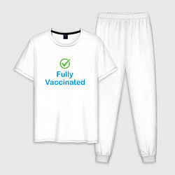 Пижама хлопковая мужская Полная вакцинация, цвет: белый