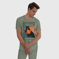 Пижама хлопковая мужская КОТ УЧЕНЫЙ, цвет: авокадо — фото 2