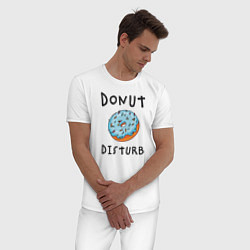 Пижама хлопковая мужская Не беспокоить Donut disturb, цвет: белый — фото 2