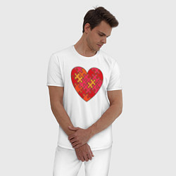 Пижама хлопковая мужская Аутизм Пазл из сердца, цвет: белый — фото 2