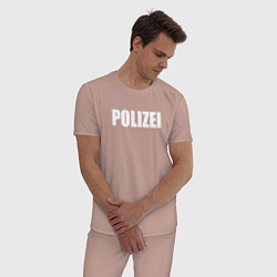 Пижама хлопковая мужская POLIZEI Полиция Надпись Белая, цвет: пыльно-розовый — фото 2