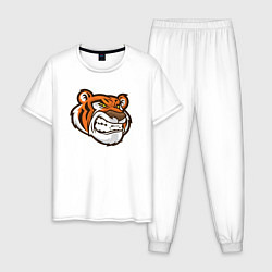 Пижама хлопковая мужская Я - Тигр, цвет: белый