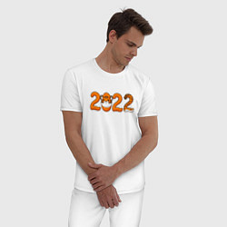 Пижама хлопковая мужская Год Тигра - 2022, цвет: белый — фото 2