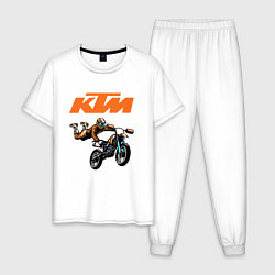 Пижама хлопковая мужская KTM МОТОКРОСС Z, цвет: белый