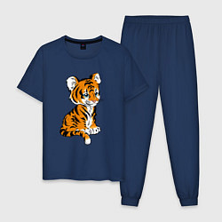 Пижама хлопковая мужская Little Tiger, цвет: тёмно-синий