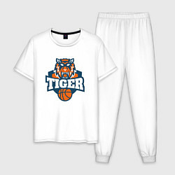 Пижама хлопковая мужская Tiger Basketball, цвет: белый