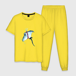 Пижама хлопковая мужская Электрический скат с молниями, цвет: желтый