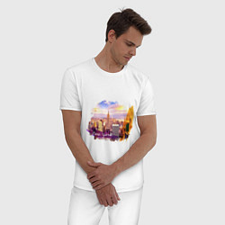 Пижама хлопковая мужская Города и страны Нью-Йорк США, цвет: белый — фото 2
