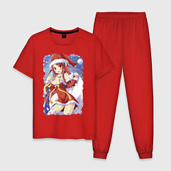 Пижама хлопковая мужская Немыслимая снегурка, цвет: красный