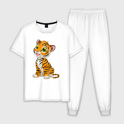 Пижама хлопковая мужская Малыш Тигр, цвет: белый