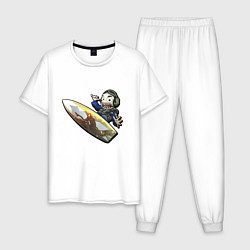 Пижама хлопковая мужская Dragon Lore Surf Ava, цвет: белый