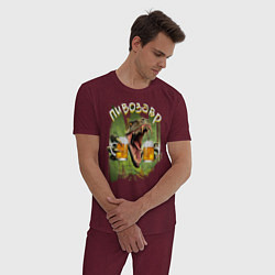 Пижама хлопковая мужская Пивозавр цвета меланж-бордовый — фото 2