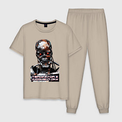 Пижама хлопковая мужская Terminator T-800, цвет: миндальный